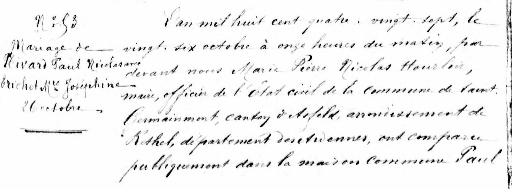 Mariage Nivard Paul Nicolas - Trichet Marie Josephine 26_10_1887 -1.jpg